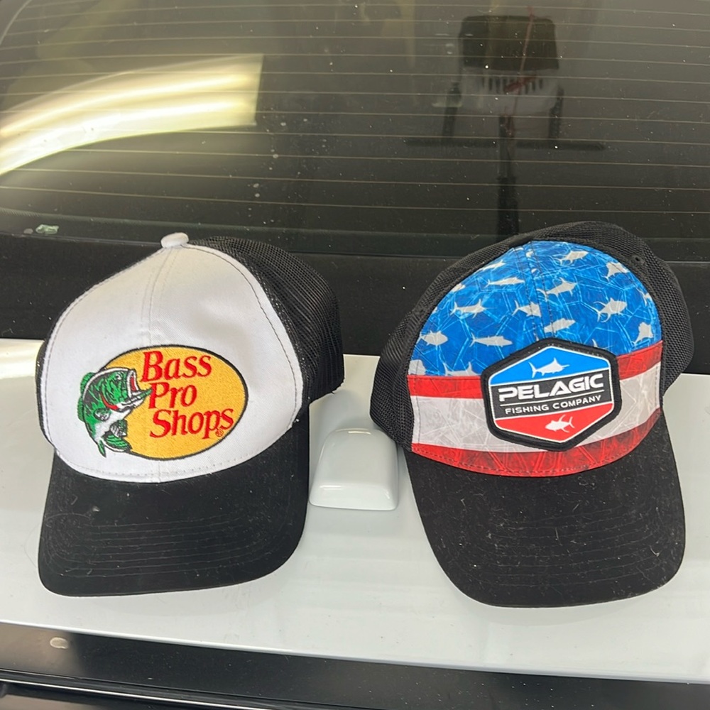Pelagic Hat and bass pro shop hat. 2 hats